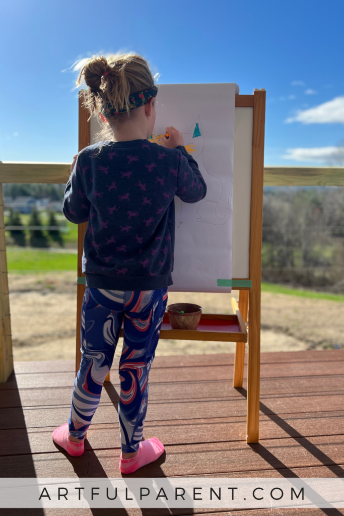 drawing at easel