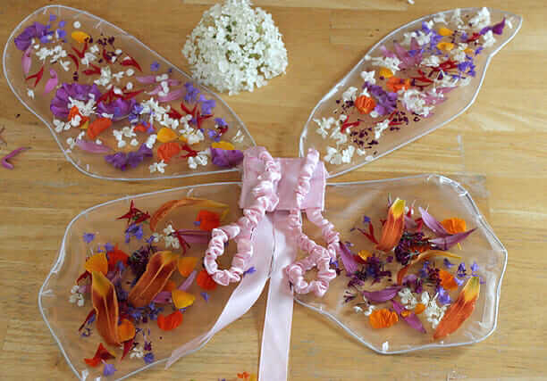 Childrens fairy wings - flowers on contact paper