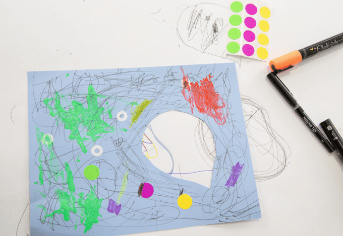hole drawing with stickers