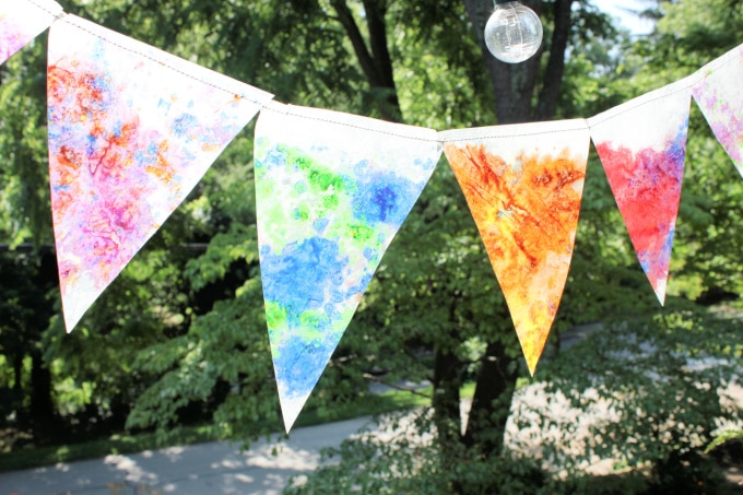 stained glass bunting close up