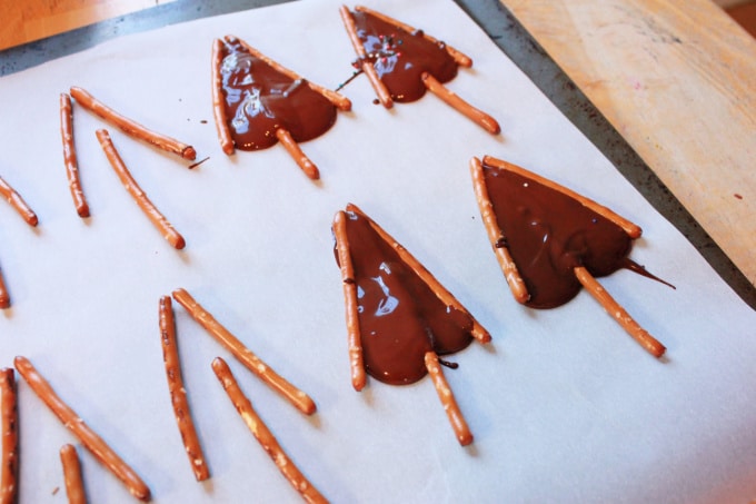 chocolate and pretzel trees