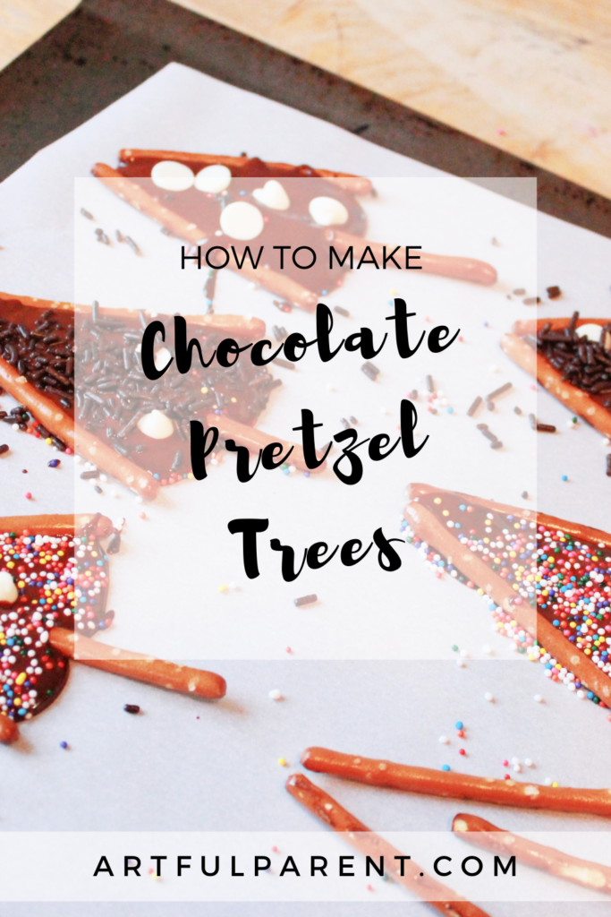 chocolate pretzel tree pin graphic