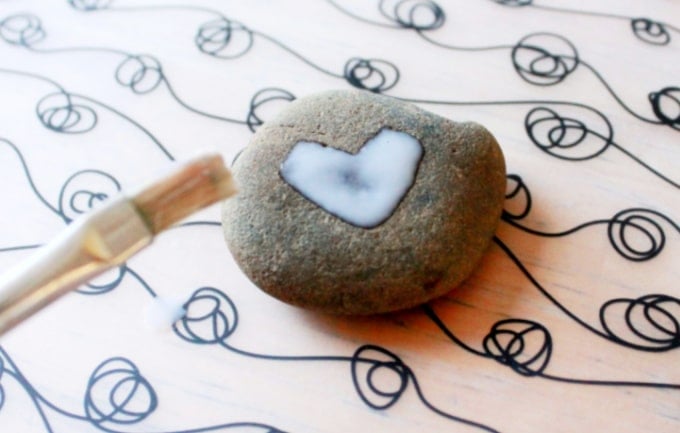 glue painted on rock