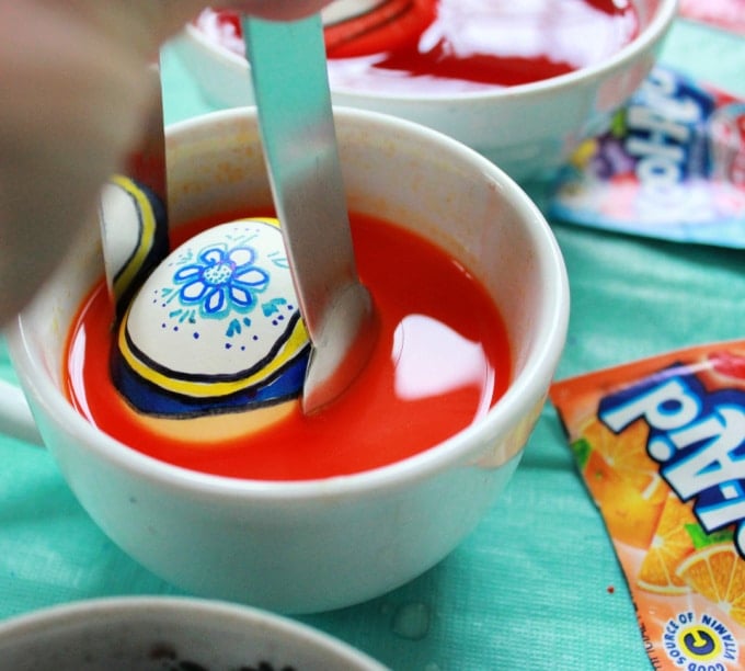 Egg dipped into kool aid dye