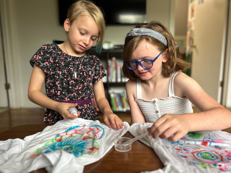 girls crafting together