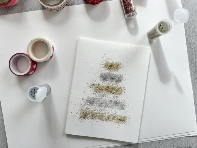 glitter tree on card