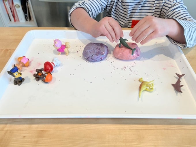 pressing whale into dough