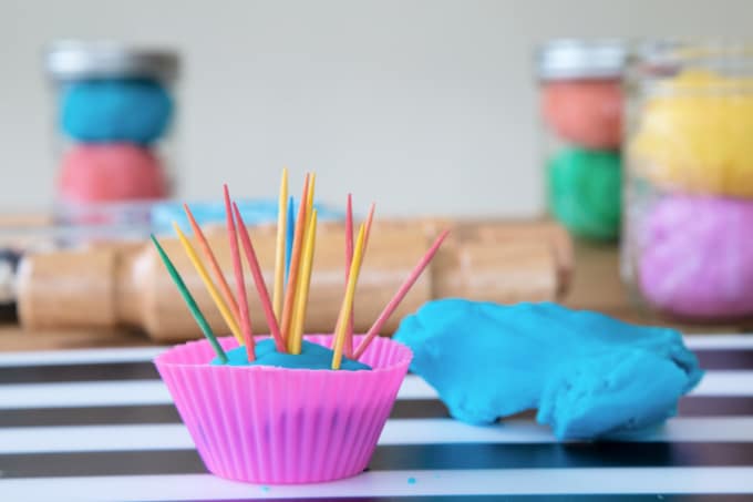 toothpick and playdough play