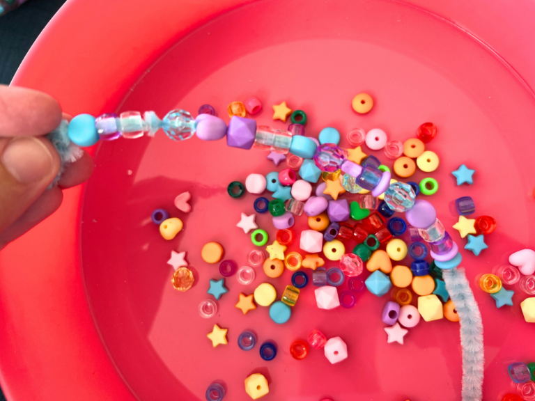 stringing beads on pipe cleaner