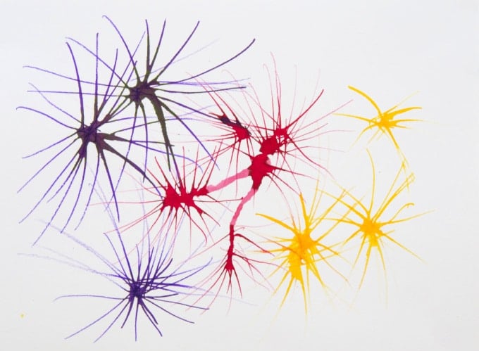 toothpick paint fireworks watercolor techniques for Kids