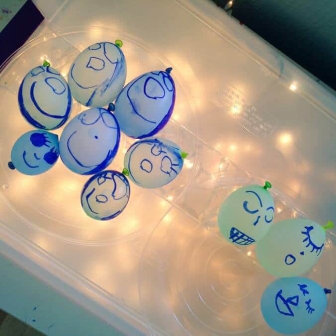 Water Balloon Babies on the Light Table