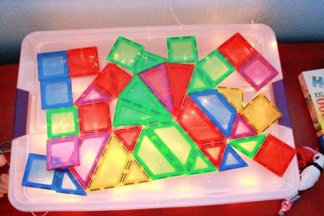 magnet tiles on light table