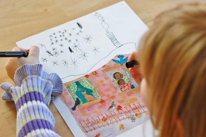 drawing on magazine picture