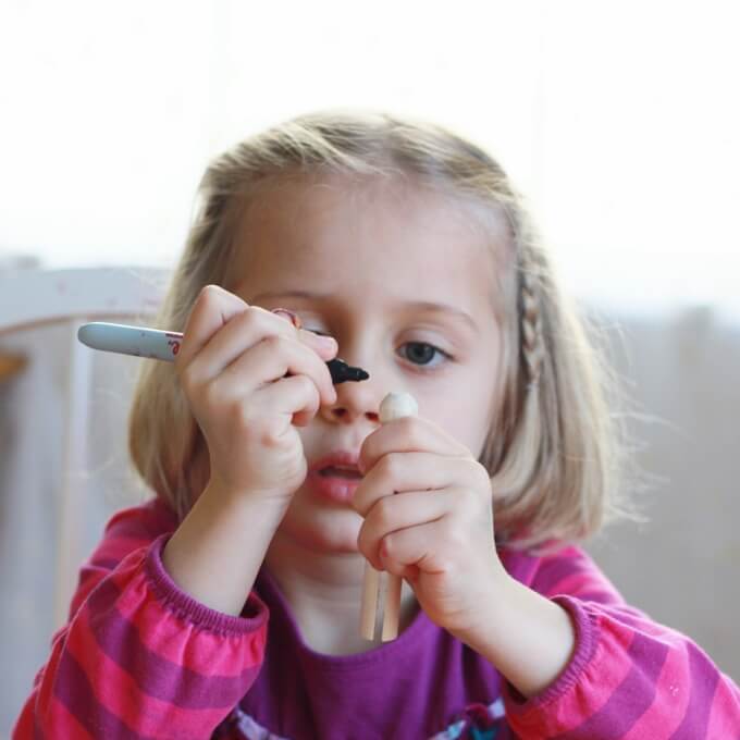 Drawing a Face on a Flower Fairy Peg Doll
