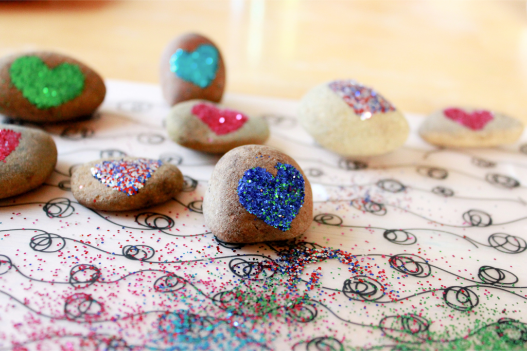 Glitter Heart Stones