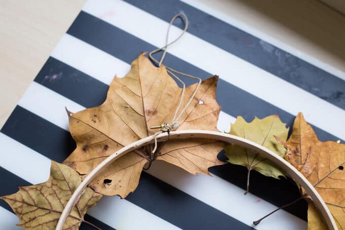 Adding a Hanging Hook to the Autumn leaf wreath