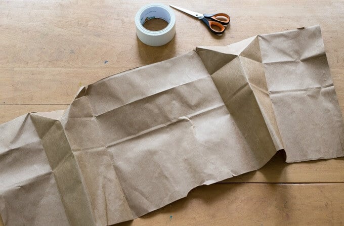 Using a Brown Paper Grocery Bag to make our own children's crowns.