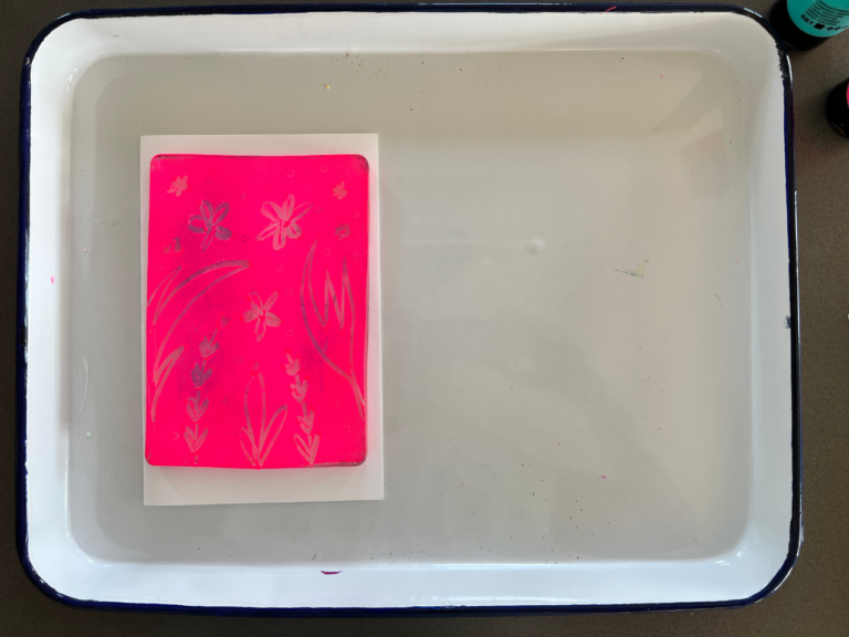 design drawn in paint on gelli plate