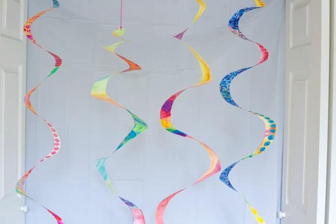 Paper Twirlers Hanging in a Group