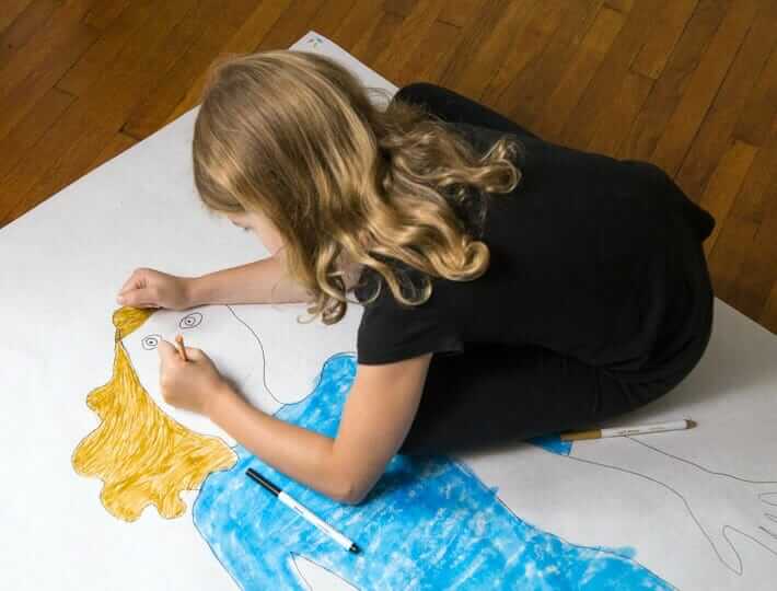 Self Portrait Body Tracing Art - Adding Facial Details