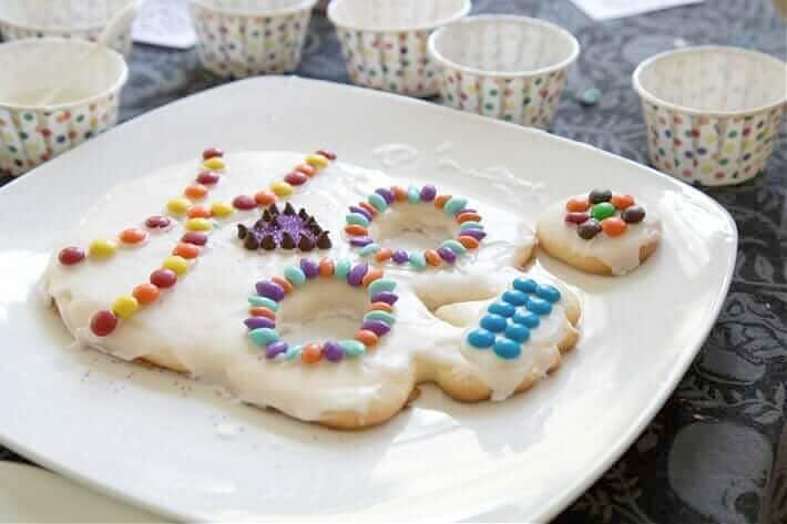 sugar skull cookie with candy decoration