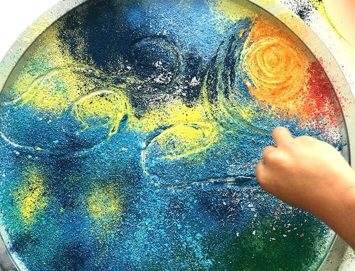 Chalk Art for Kids - Drawing in the Chalk and Glue with a Toothpick