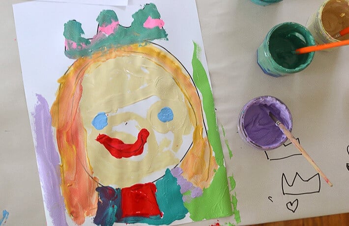 Queen Mom Mother's Day Portrait Art in Progress - Adding the Paint