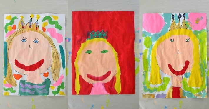 Mother's Day portraits Queen Mom Mother's Day Portrait Paintings by Kids - Three in a Row