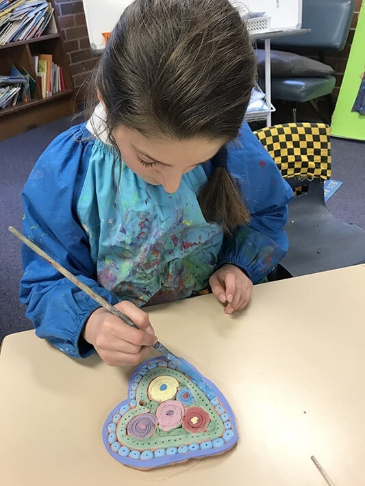 Painting Clay Coil Heart