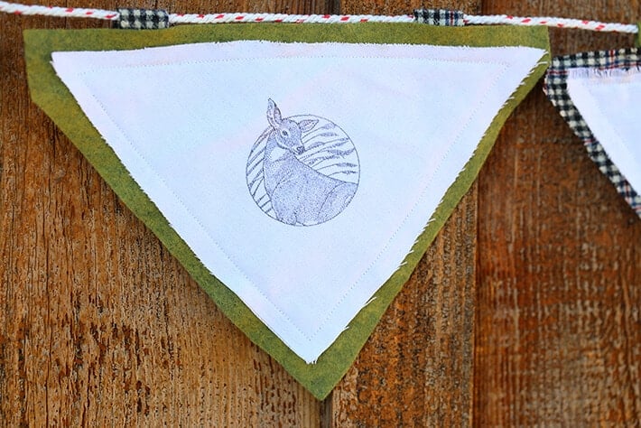 Deer stamped on fabric bunting for kids