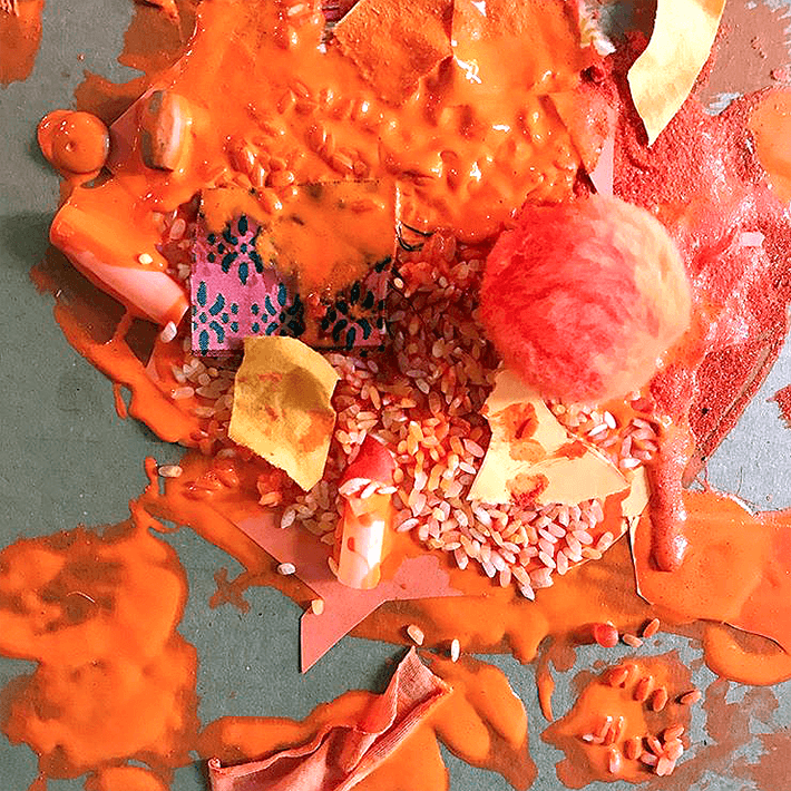 Orange monochrome art collage