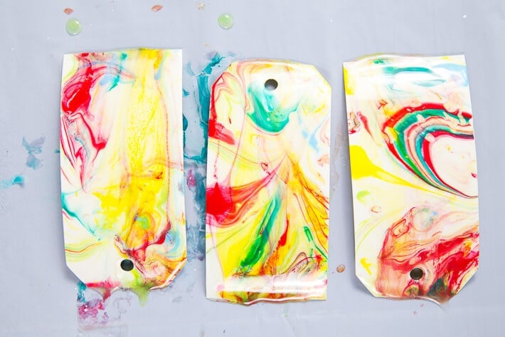 Paper Marbling with Acrylic Paint - let dry