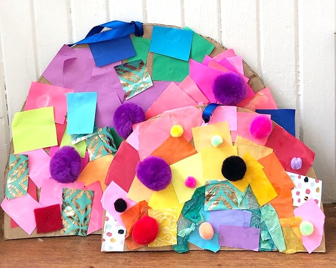 Cardboard Rainbow Collages with Little Mainer Art Studio