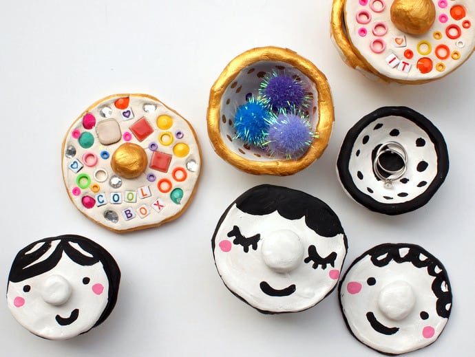 Painted mosaic pinch pots by Handmade Charlotte