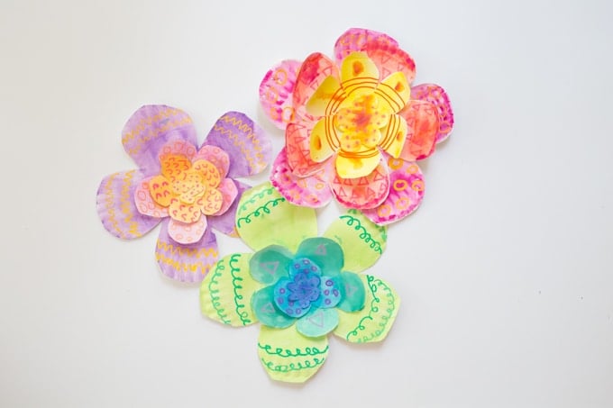 Watercolor Art Activities for Kids - Giant Paper Plate Flowers