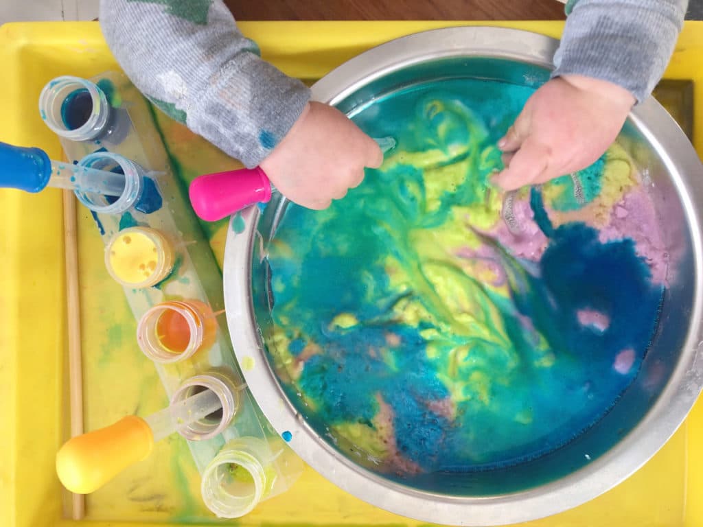 Watercolor paints and baking soda & vinegar
