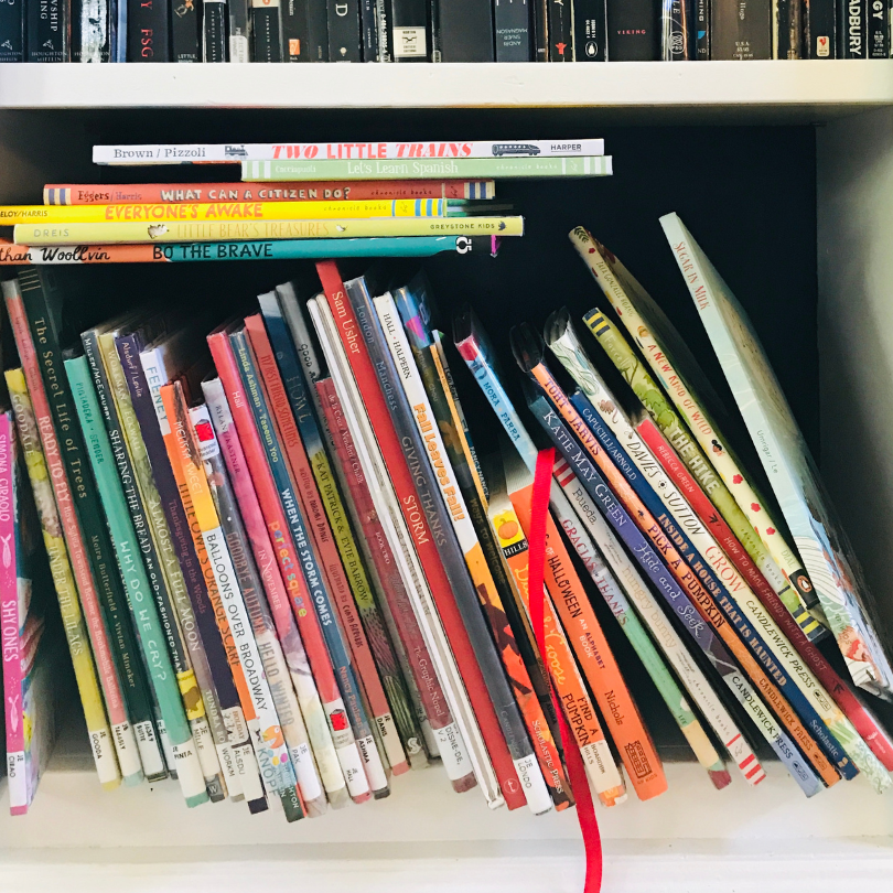 bookcase with kids books