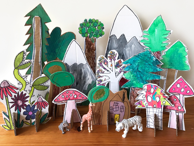 cardboard forest