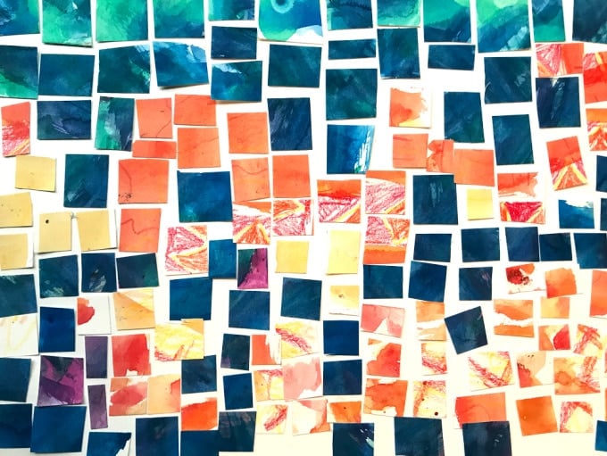 blue and orange collage_joanna pink collage art for kids