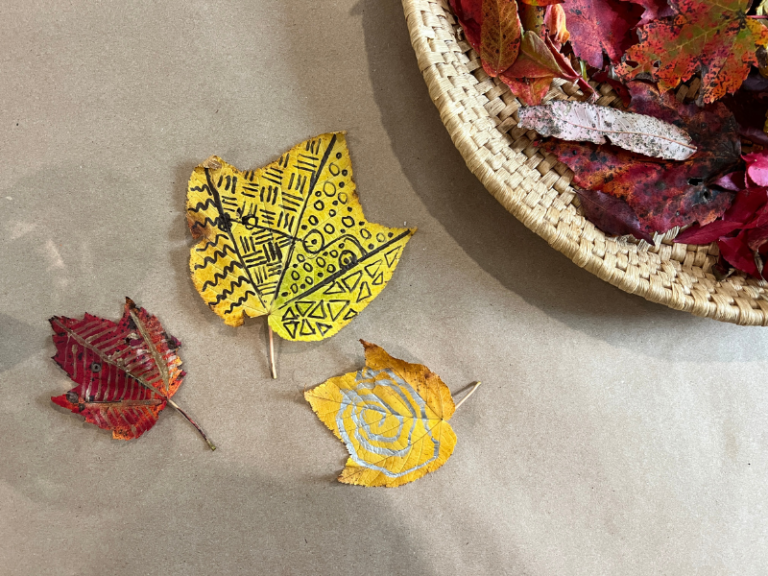 leaves with doodles