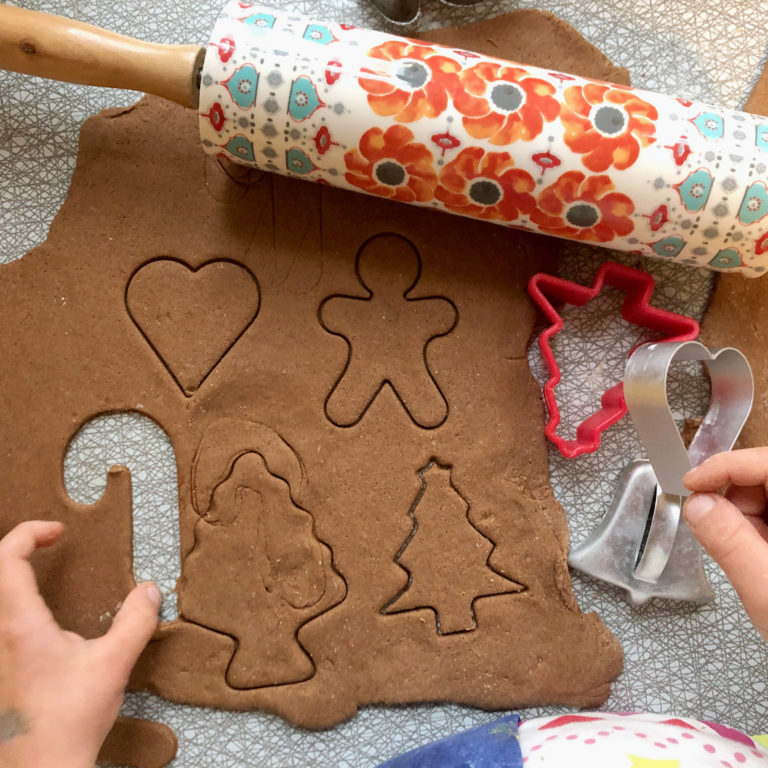 Rolling and cutting cinnamon dough