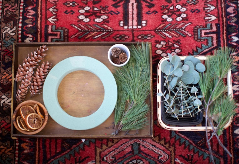 materials for natural christmas wreath for kids