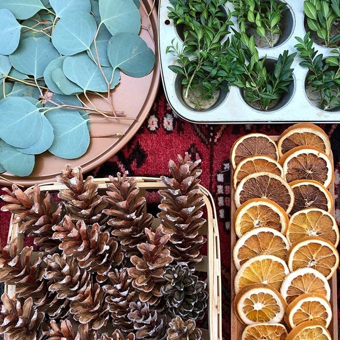 materials for natural christmas wreath for kids_rachel