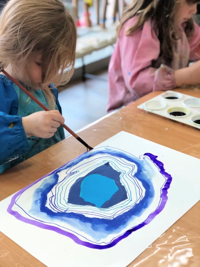 painting lines around geode _ danielle falk