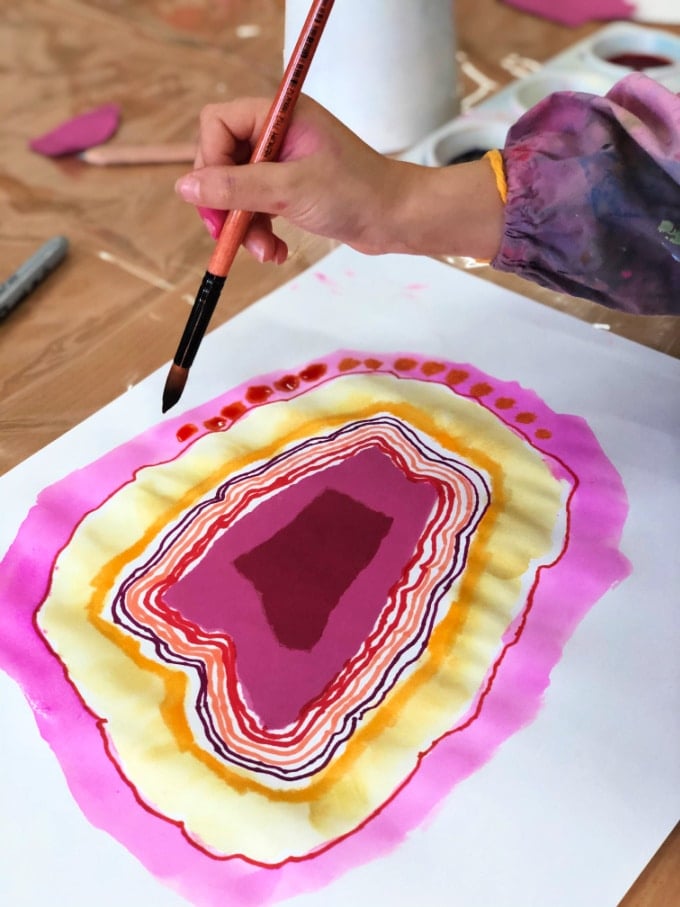warm colored painted geode _ danielle falk