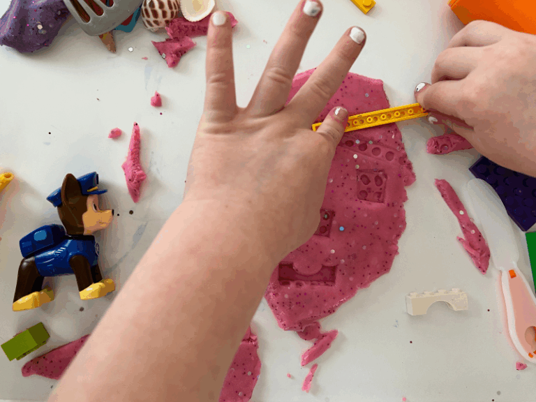 legos in playdough