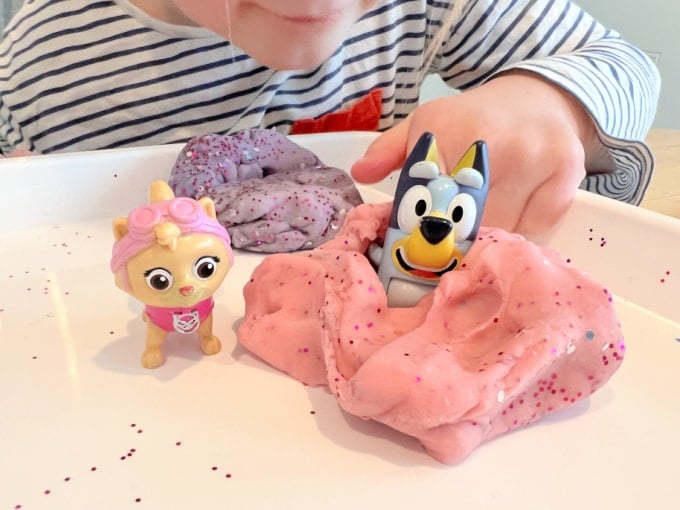 playing with toys in playdough