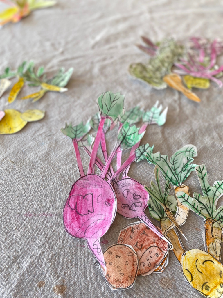 cut out paper vegetables