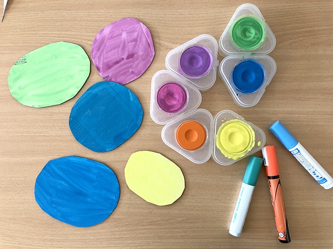 painted cardboard shapes