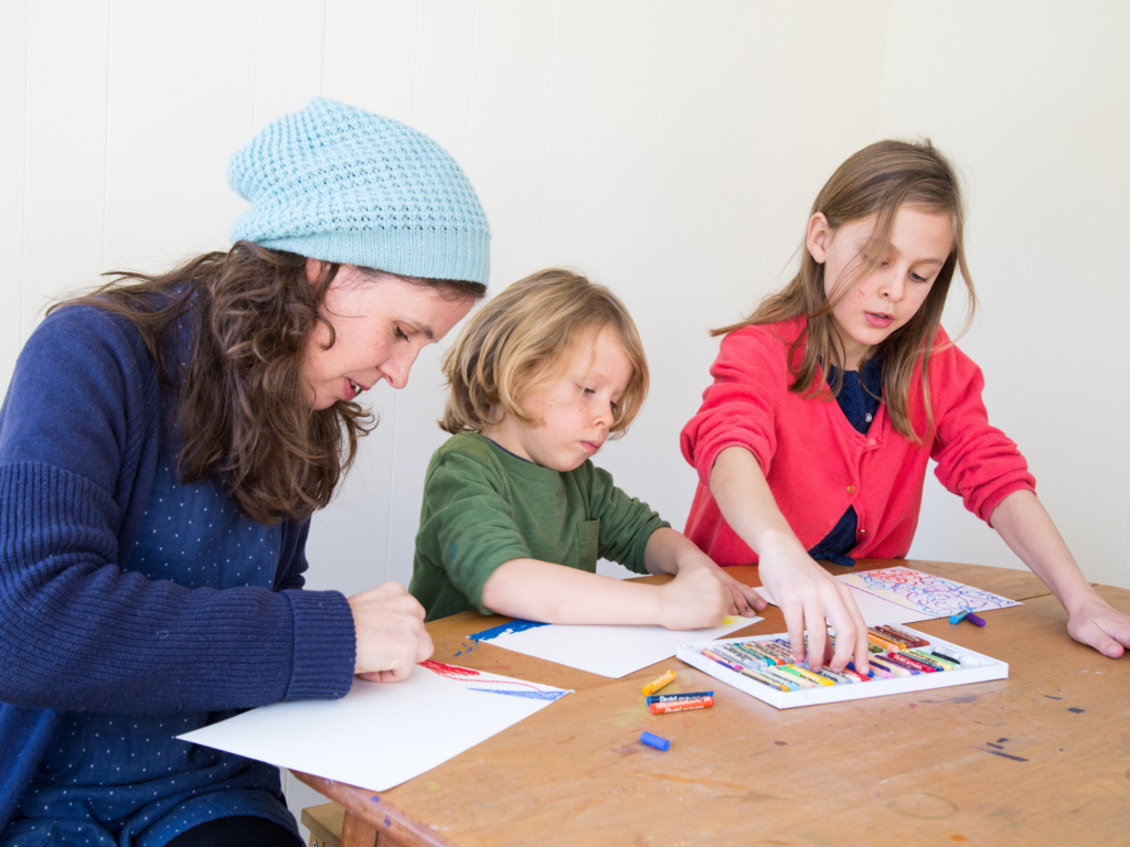 drawing game with family